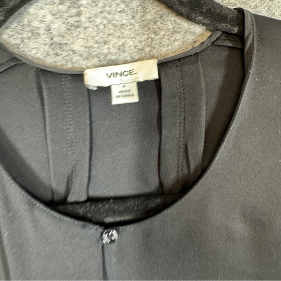 Vince Black Silk Blend Blouse  Long Sleeve Minimalist Workwear Top Size S - Picture 4 of 16
